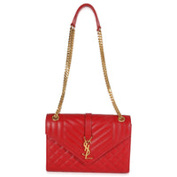 Red Monogram Matelasse Medium Envelope Chain Bag