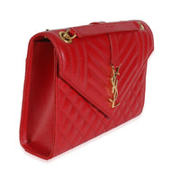 Red Monogram Matelasse Medium Envelope Chain Bag