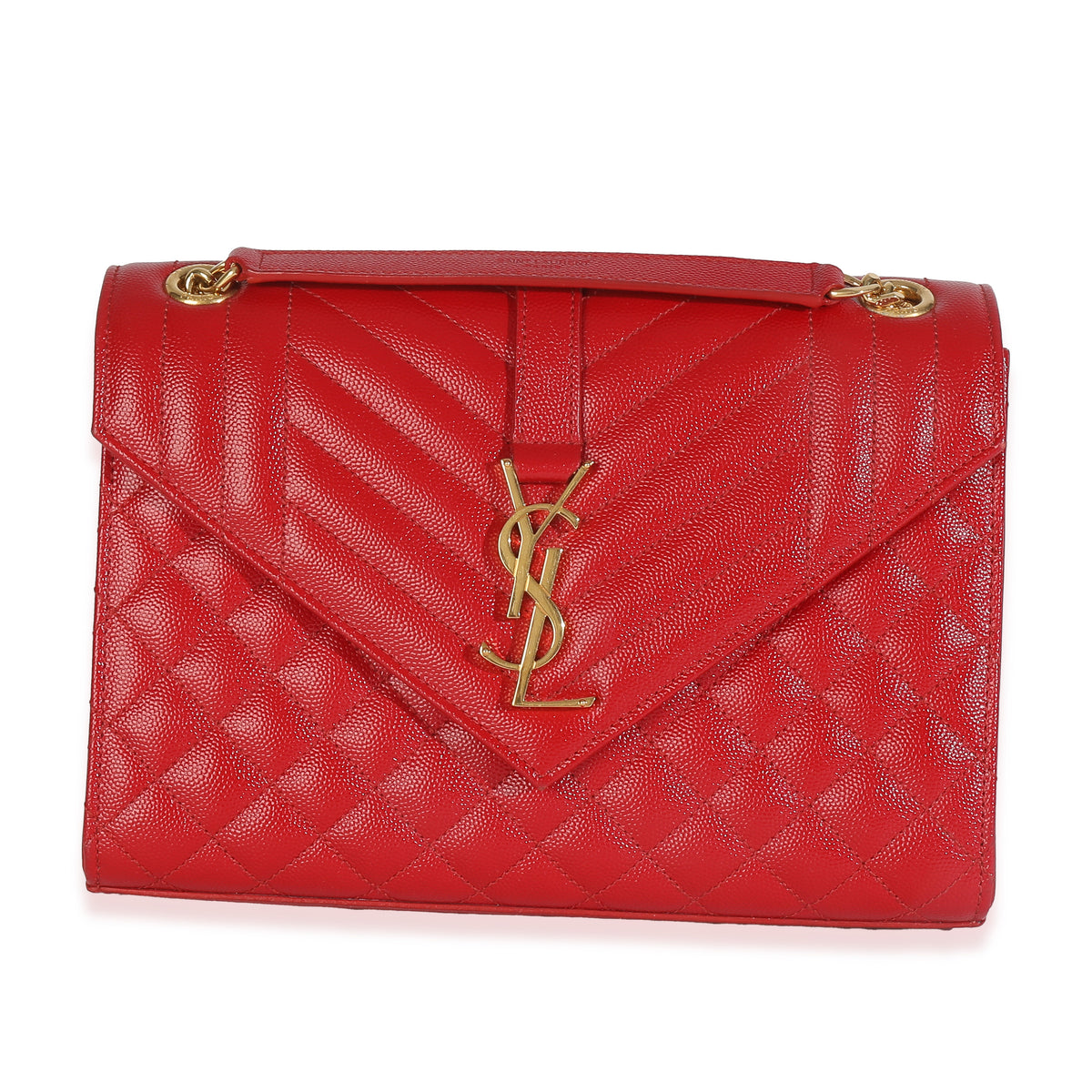 Red Monogram Matelasse Medium Envelope Chain Bag
