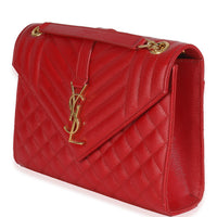 Red Monogram Matelasse Medium Envelope Chain Bag