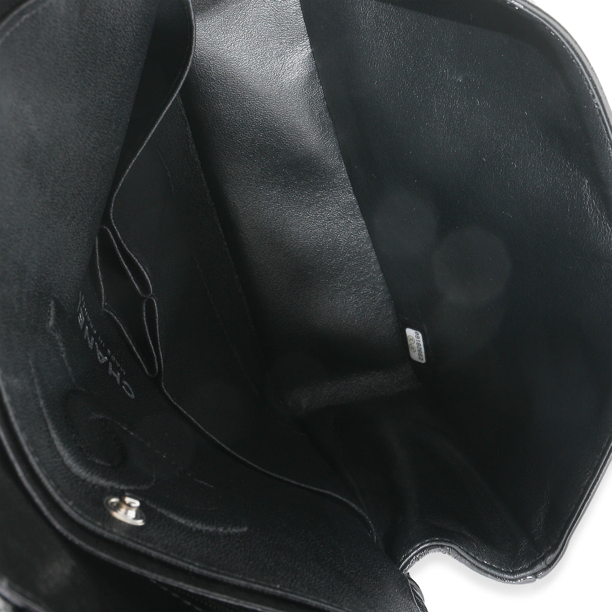 So Black Shiny Crumpled Quilted Calfskin Medium Classic Double Flap Bag