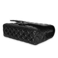 So Black Shiny Crumpled Quilted Calfskin Medium Classic Double Flap Bag