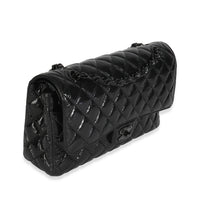 So Black Shiny Crumpled Quilted Calfskin Medium Classic Double Flap Bag