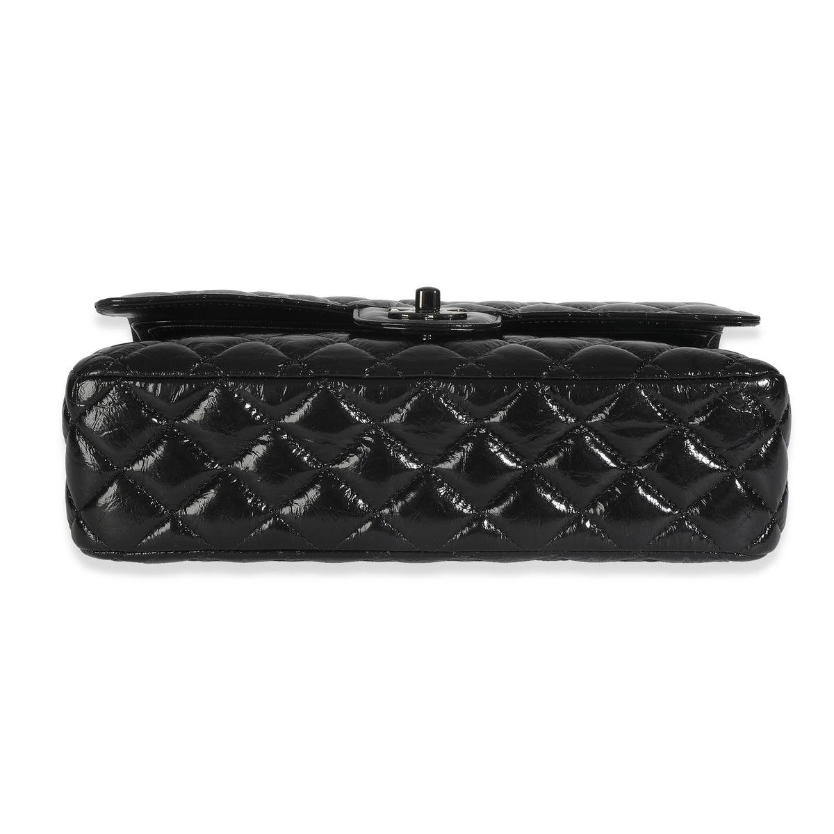 So Black Shiny Crumpled Quilted Calfskin Medium Classic Double Flap Bag