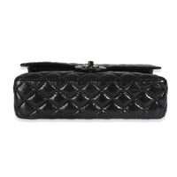 So Black Shiny Crumpled Quilted Calfskin Medium Classic Double Flap Bag
