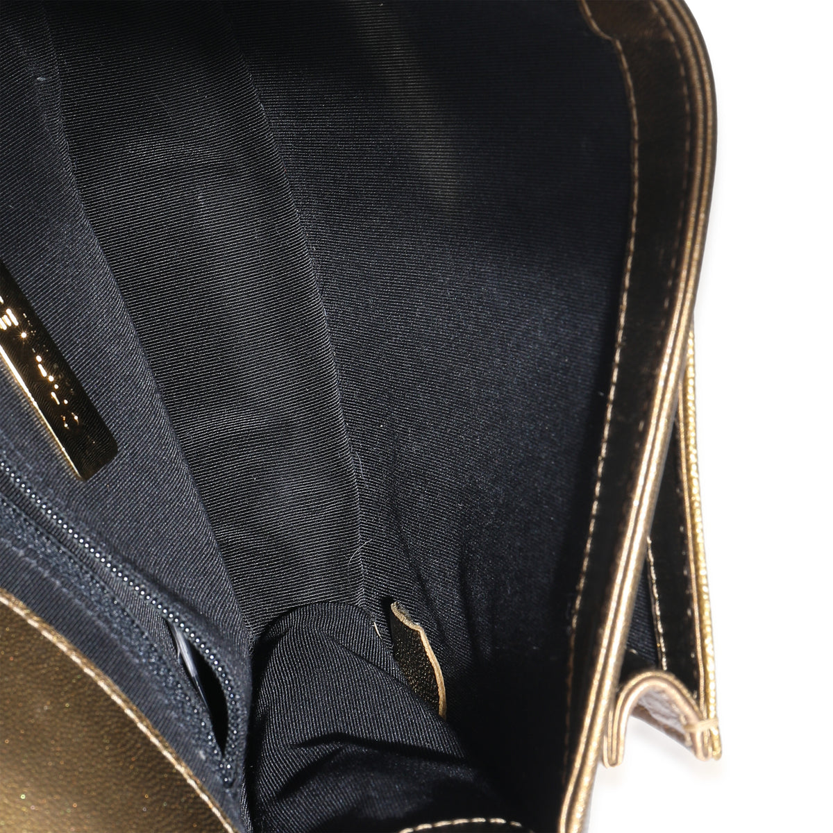 Bronze Metallic Lambskin Caviar Quilted Chain Handle Flap Handbag