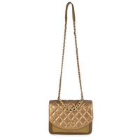 Bronze Metallic Lambskin Caviar Quilted Chain Handle Flap Handbag