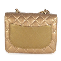 Bronze Metallic Lambskin Caviar Quilted Chain Handle Flap Handbag