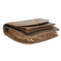Bronze Metallic Lambskin Caviar Quilted Chain Handle Flap Handbag