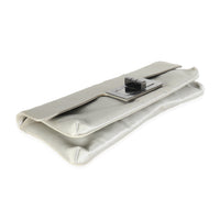 Grey Satin Silk Reissue Foldover XL Clutch