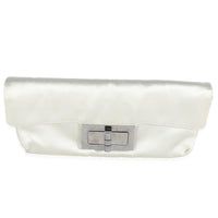 Grey Satin Silk Reissue Foldover XL Clutch