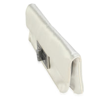 Grey Satin Silk Reissue Foldover XL Clutch