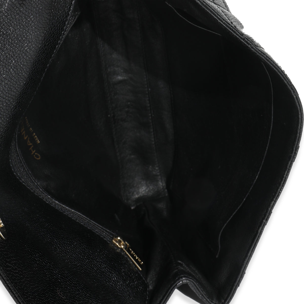 Vintage Black Quilted Caviar Large Clutch Handbag