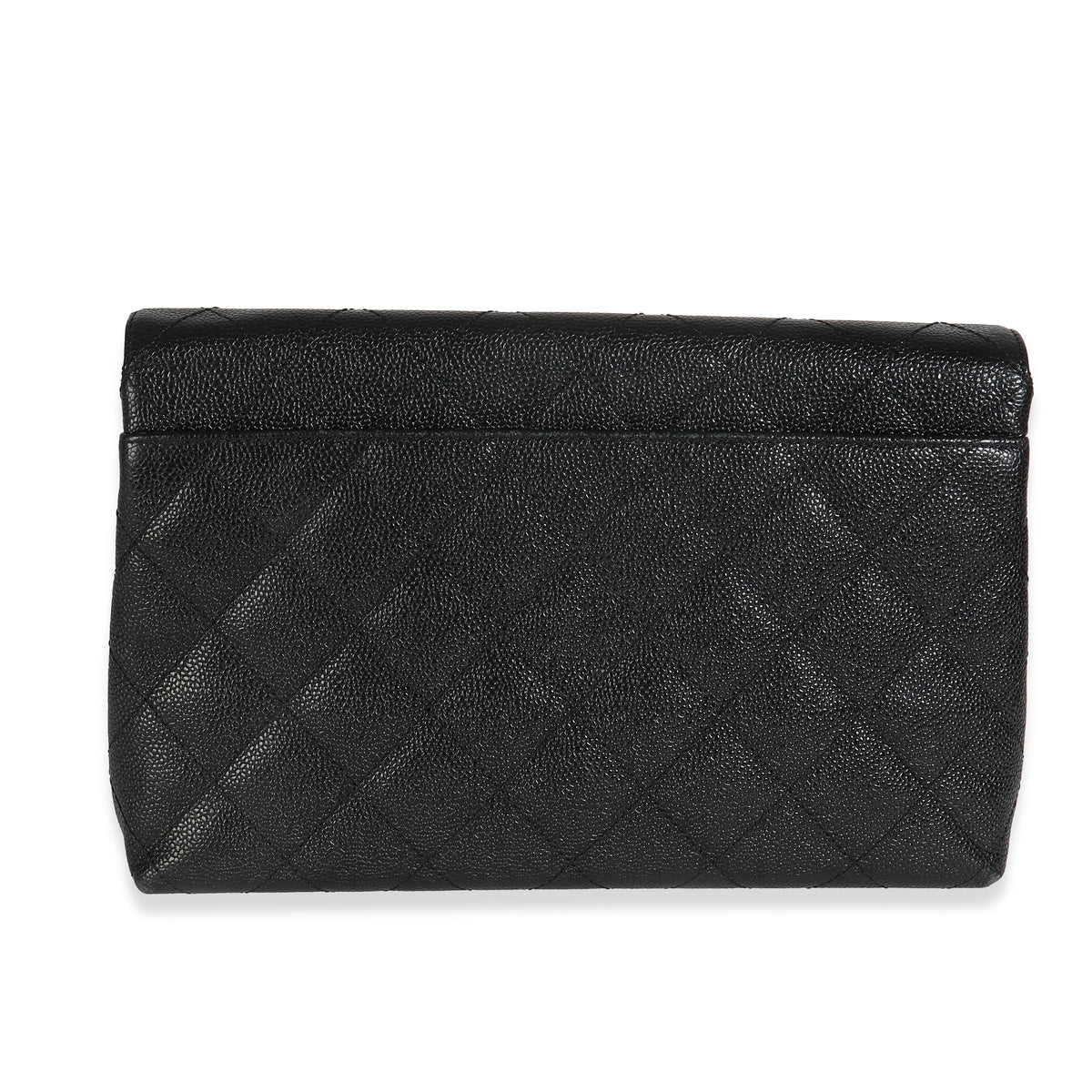 Vintage Black Quilted Caviar Large Clutch Handbag