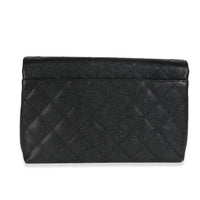 Vintage Black Quilted Caviar Large Clutch Handbag