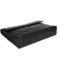 Vintage Black Quilted Caviar Large Clutch Handbag