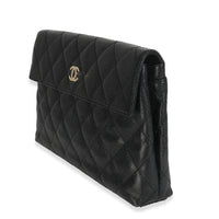 Vintage Black Quilted Caviar Large Clutch Handbag