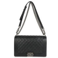 Dark Grey Quilted Lambskin New Medium Boy Bag