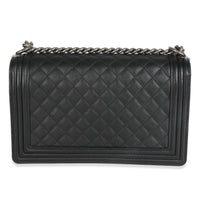 Dark Grey Quilted Lambskin New Medium Boy Bag
