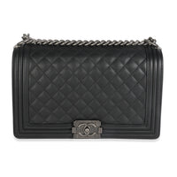 Dark Grey Quilted Lambskin New Medium Boy Bag