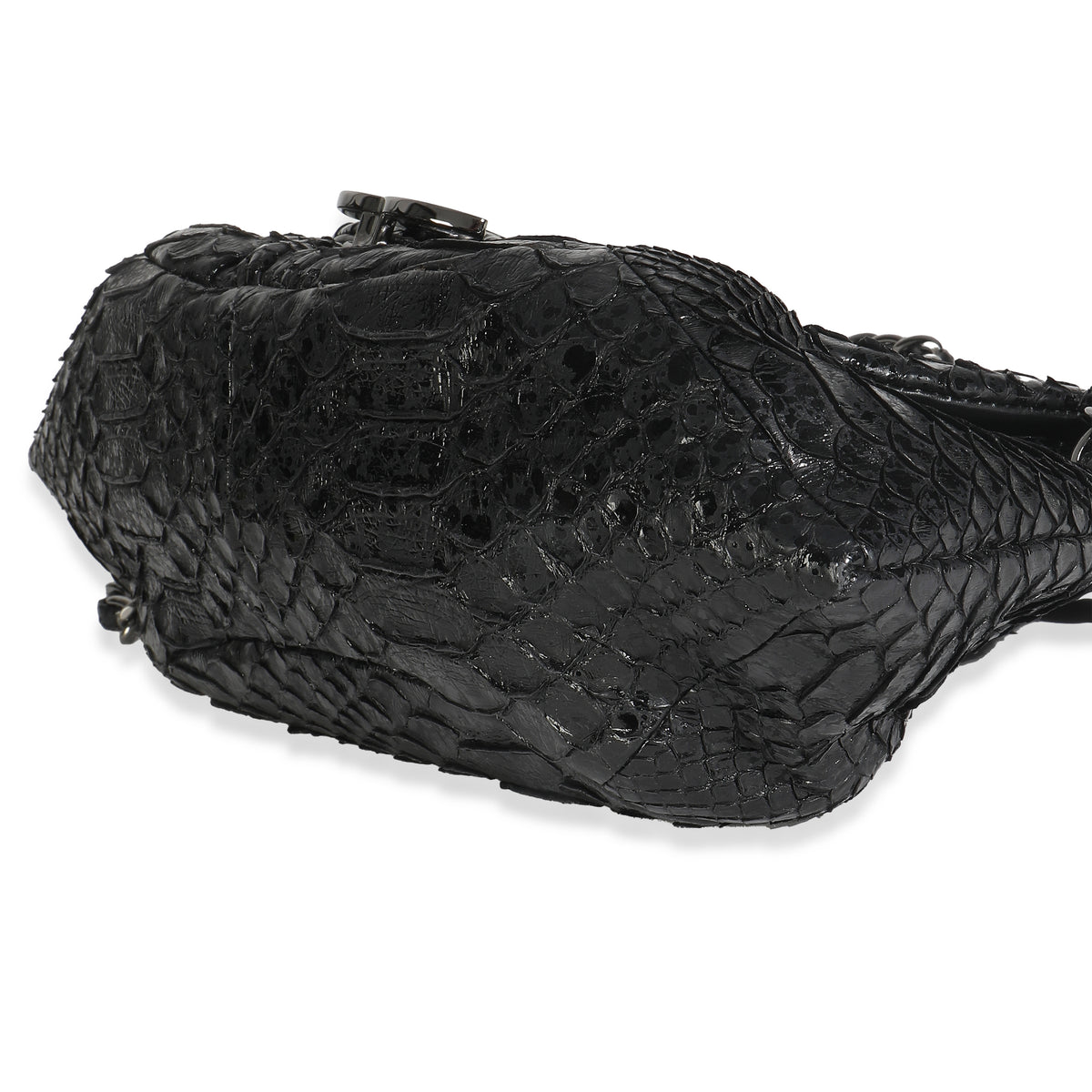 Black Python Sensual CC Small Accordion Flap Bag