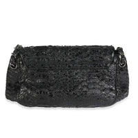 Black Python Sensual CC Small Accordion Flap Bag