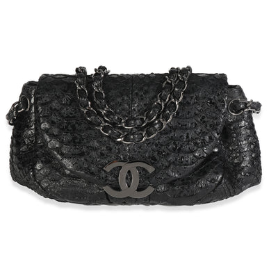 Black Python Sensual CC Small Accordion Flap Bag