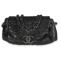 Black Python Sensual CC Small Accordion Flap Bag
