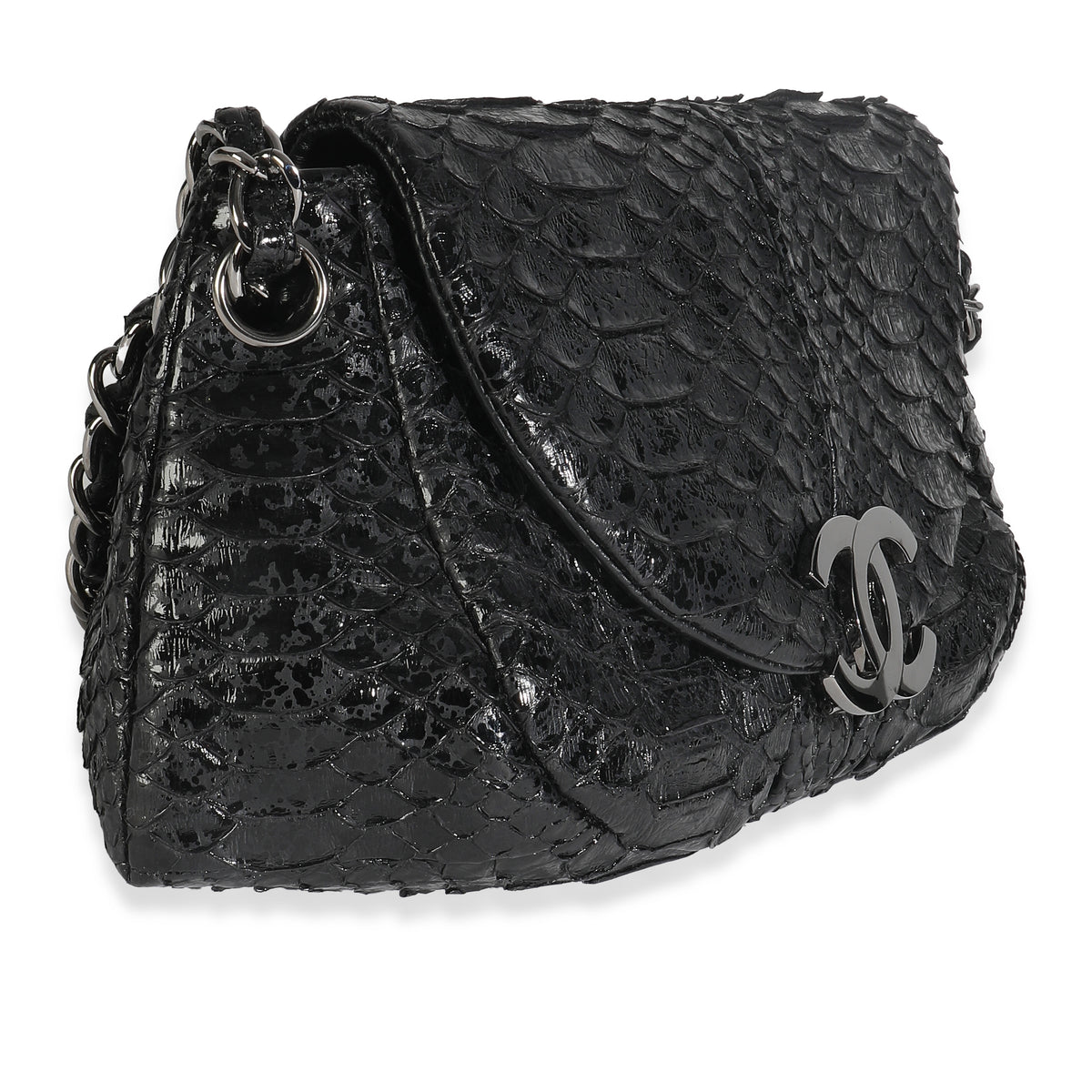 Black Python Sensual CC Small Accordion Flap Bag