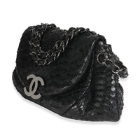 Black Python Sensual CC Small Accordion Flap Bag