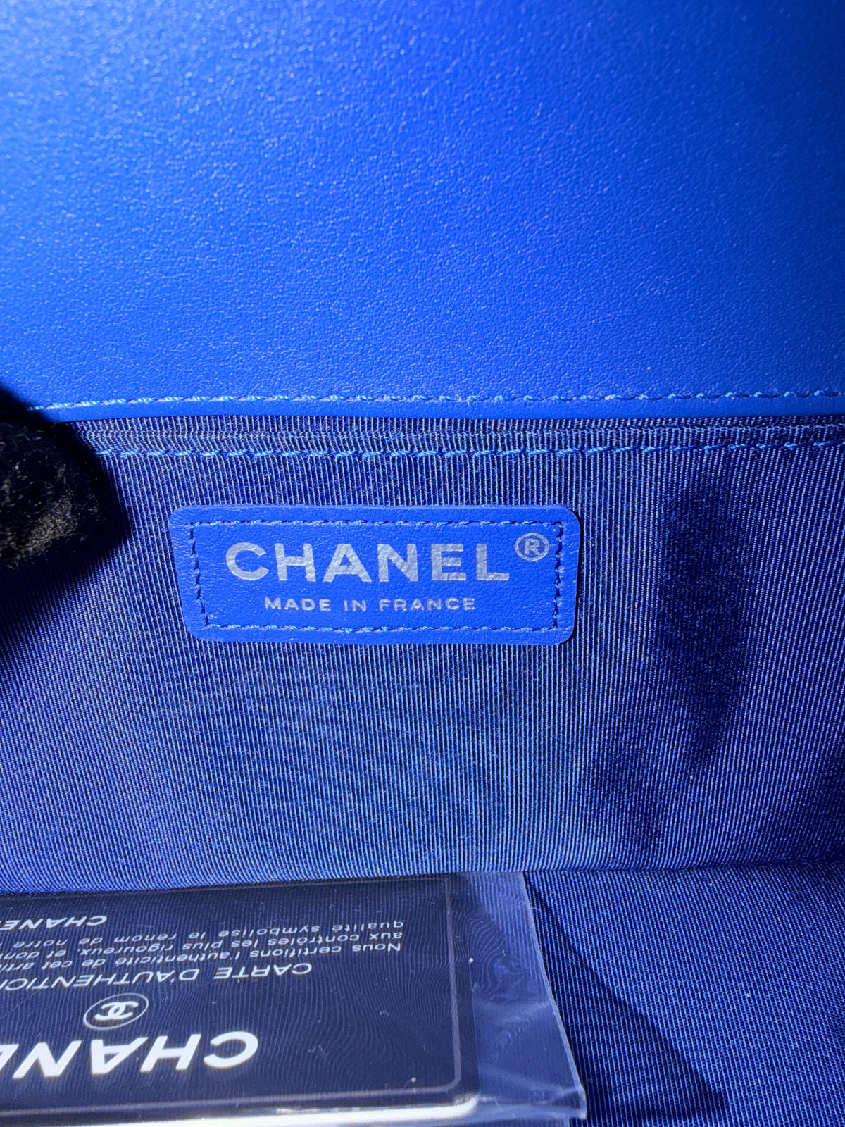 Blue Lambskin Quilted Tweed Old Medium Boy Bag