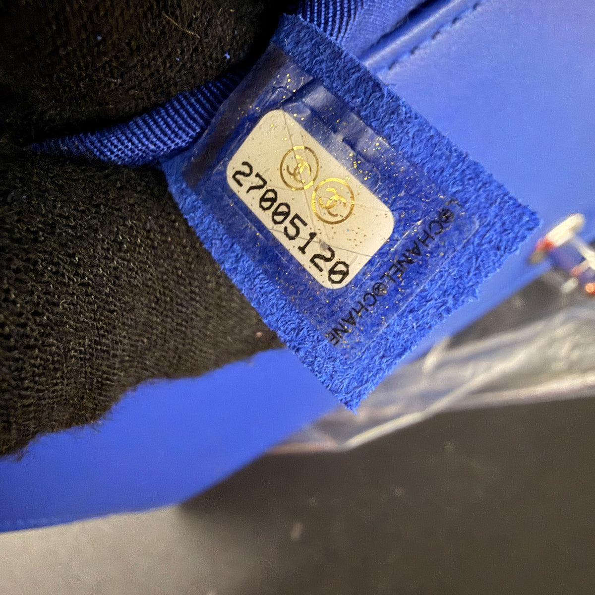 Blue Lambskin Quilted Tweed Old Medium Boy Bag