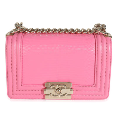 Pink Lambskin Lizard Small Boy Bag