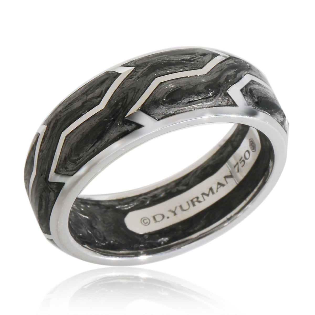 White Gold  Forged Carbon Band