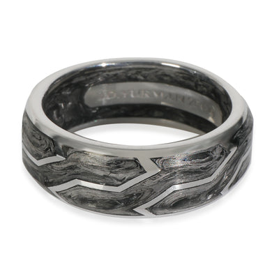 White Gold  Forged Carbon Band