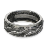 White Gold  Forged Carbon Band