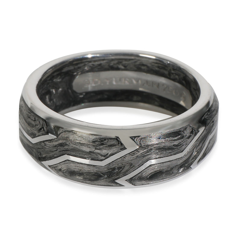 White Gold  Forged Carbon Band