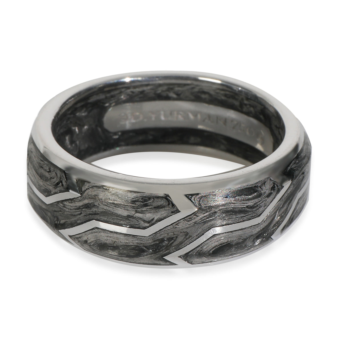White Gold  Forged Carbon Band