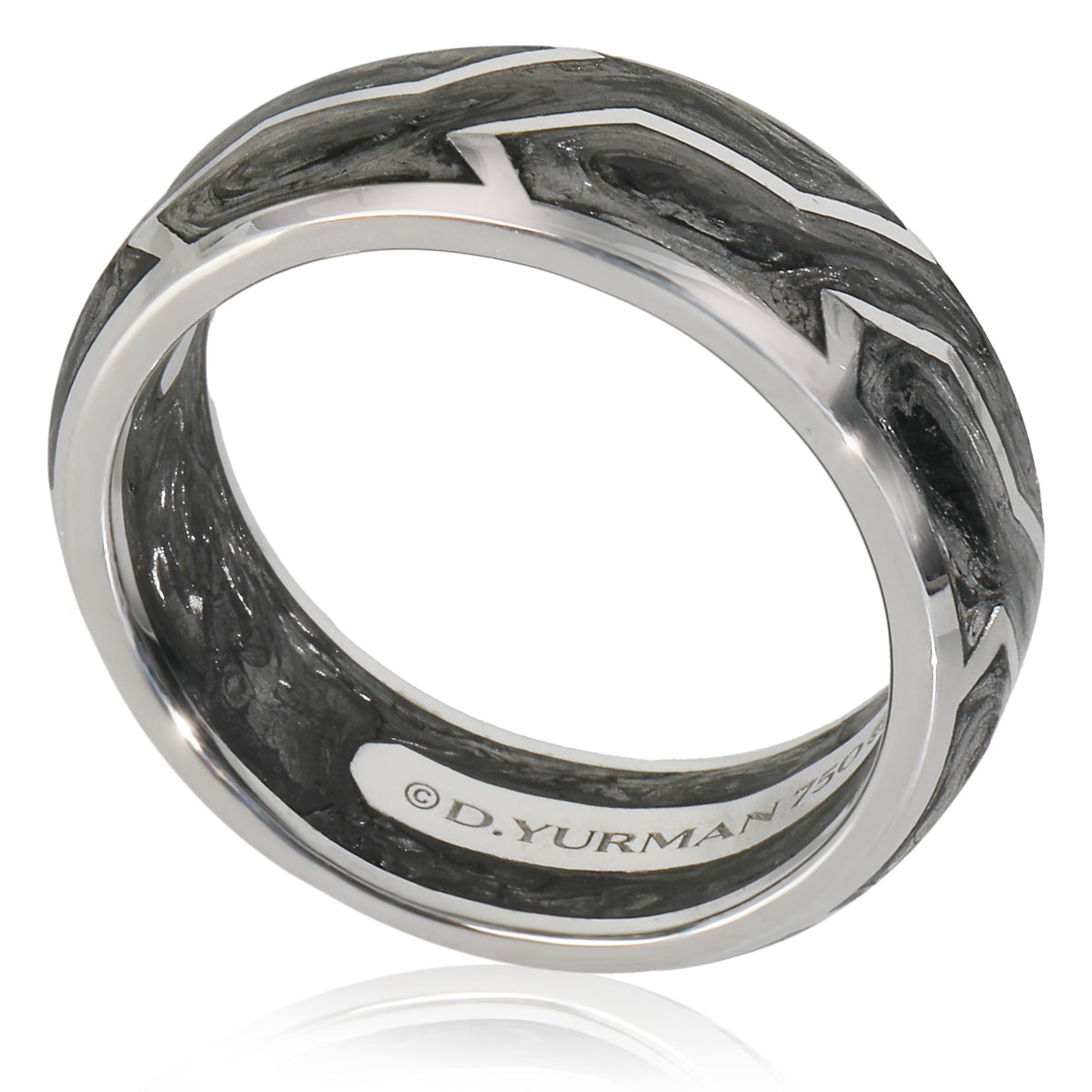 White Gold  Forged Carbon Band