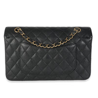 Black Quilted Caviar Medium Classic Double Flap HandBag