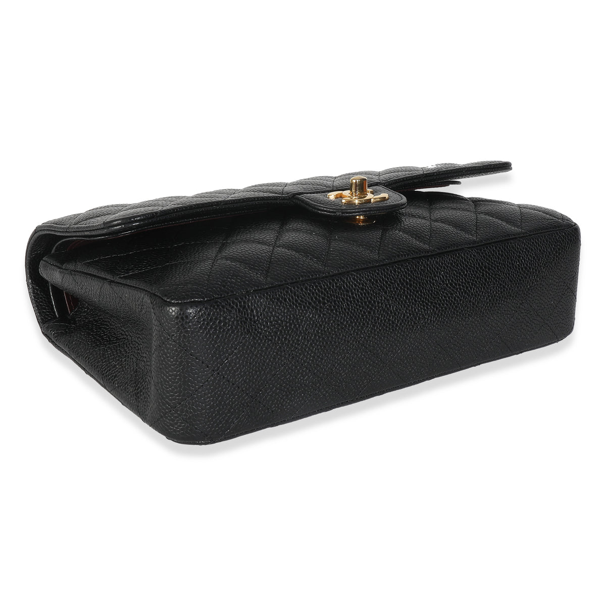 Black Quilted Caviar Medium Classic Double Flap HandBag