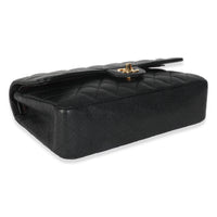 Black Quilted Caviar Medium Classic Double Flap HandBag
