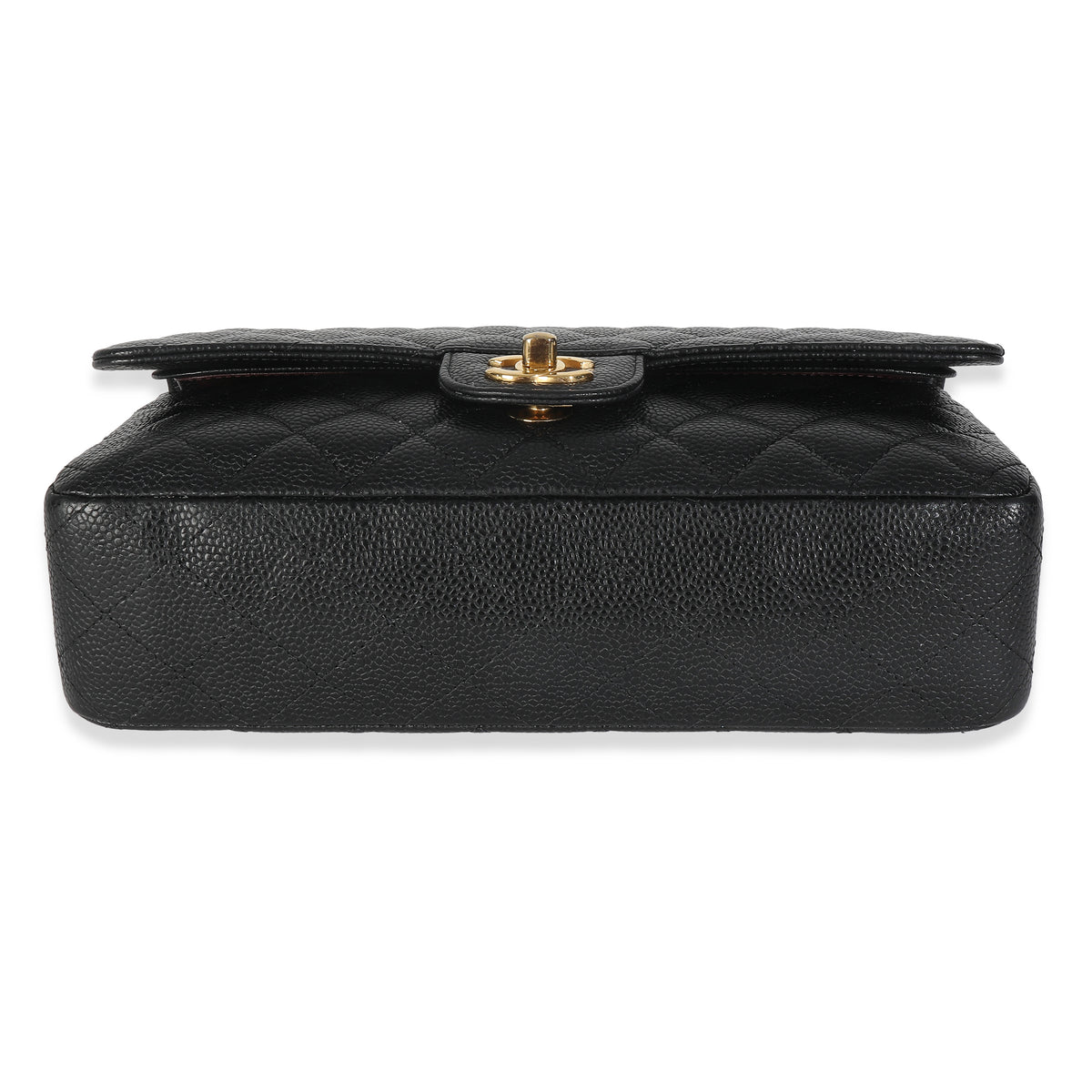 Black Quilted Caviar Medium Classic Double Flap HandBag