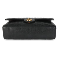 Black Quilted Caviar Medium Classic Double Flap HandBag