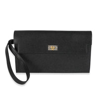 Black Chevre Chamkila Kelly Pocket Long Wallet EHW