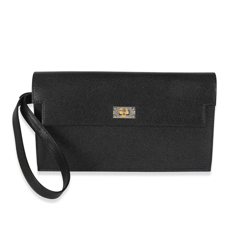 Black Chevre Chamkila Kelly Pocket Long Wallet EHW