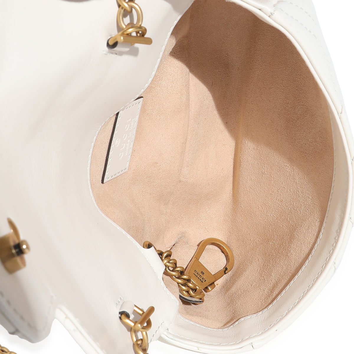 White Matelasse Calfskin Super Mini GG Marmont Bag