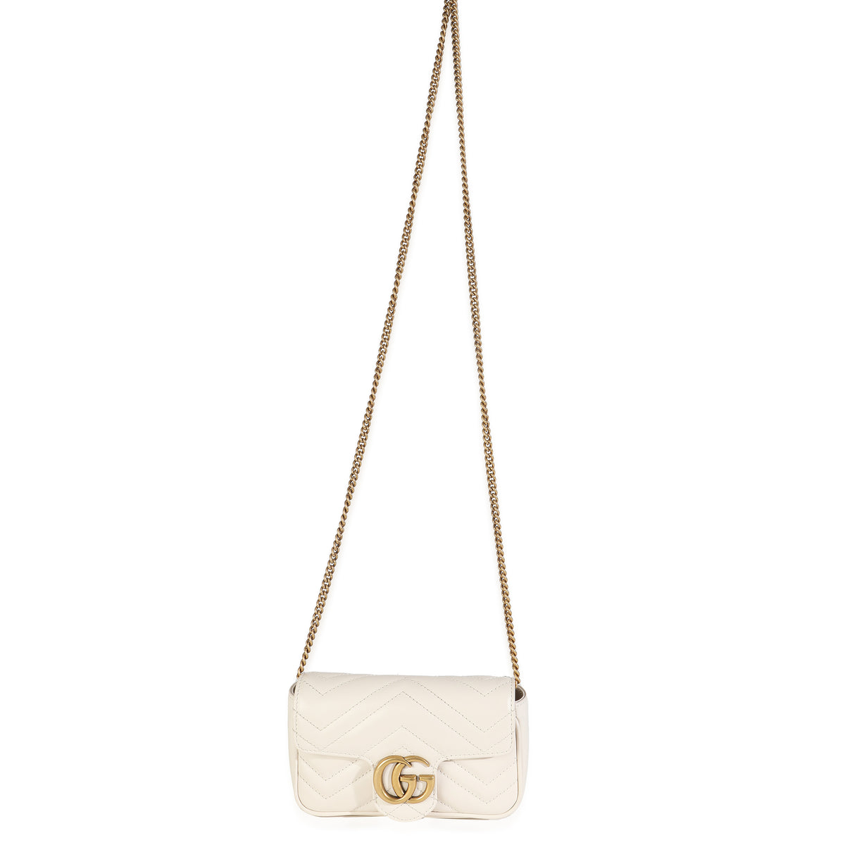 White Matelasse Calfskin Super Mini GG Marmont Bag