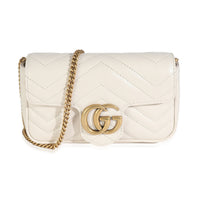 White Matelasse Calfskin Super Mini GG Marmont Bag