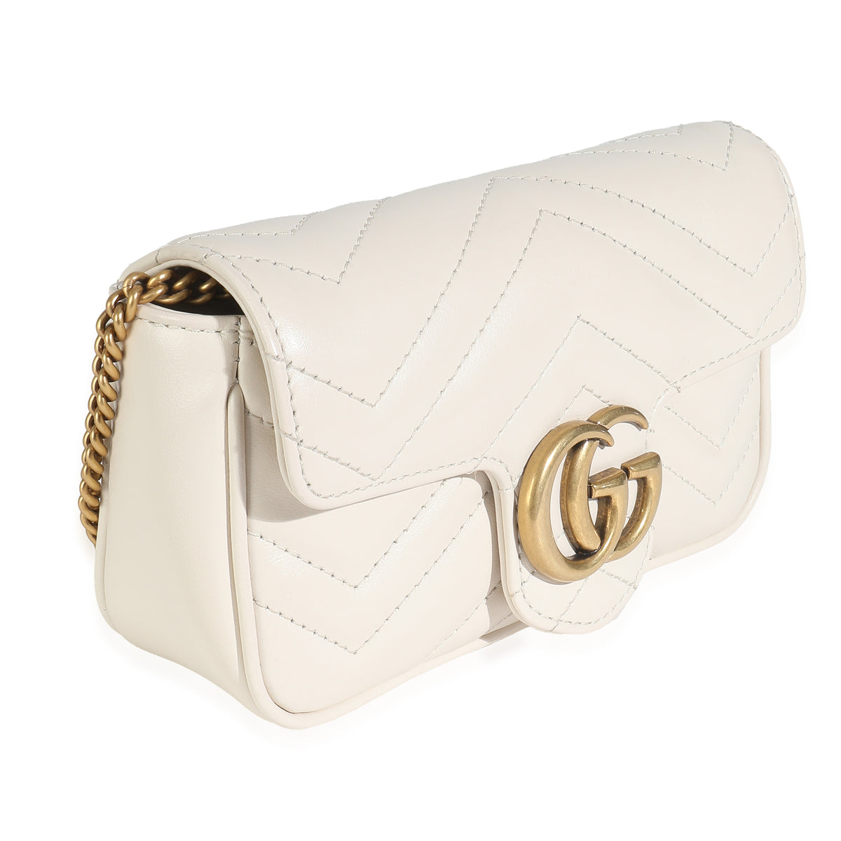 White Matelasse Calfskin Super Mini GG Marmont Bag